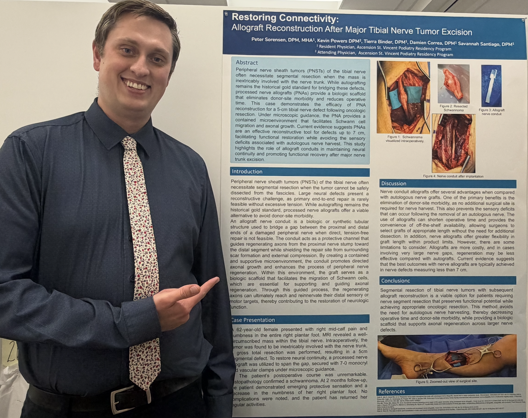 Peter Sorensen presenting his tibial nerve tumor excision and allograft reconstruction poster